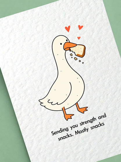 Just Because, Sympathy, Get Well Soon Snack Card, Duck Snack Humour, Cute Animal Illustration, Feel Better Greeting