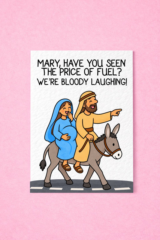 Funny Greeting Card, Nativity Humour, Fuel Price Joke, Cheeky Religious Greeting