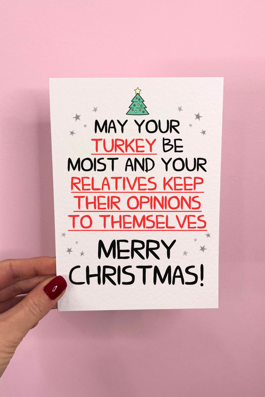 Funny Christmas Card, Cheeky Festive Humour, Turkey Pun, Annoying Relatives Family Christmas Joke