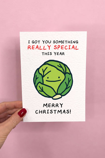 Funny Christmas Card, Brussels Sprout Humour, Quirky Festive Joke, Roast Dinner Christmas Greeting