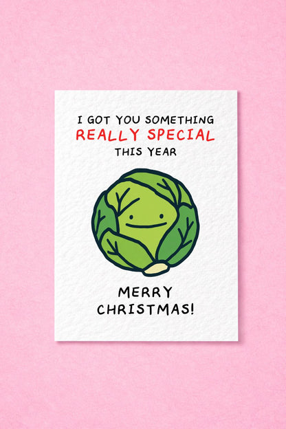 Funny Christmas Card, Brussels Sprout Humour, Quirky Festive Joke, Roast Dinner Christmas Greeting