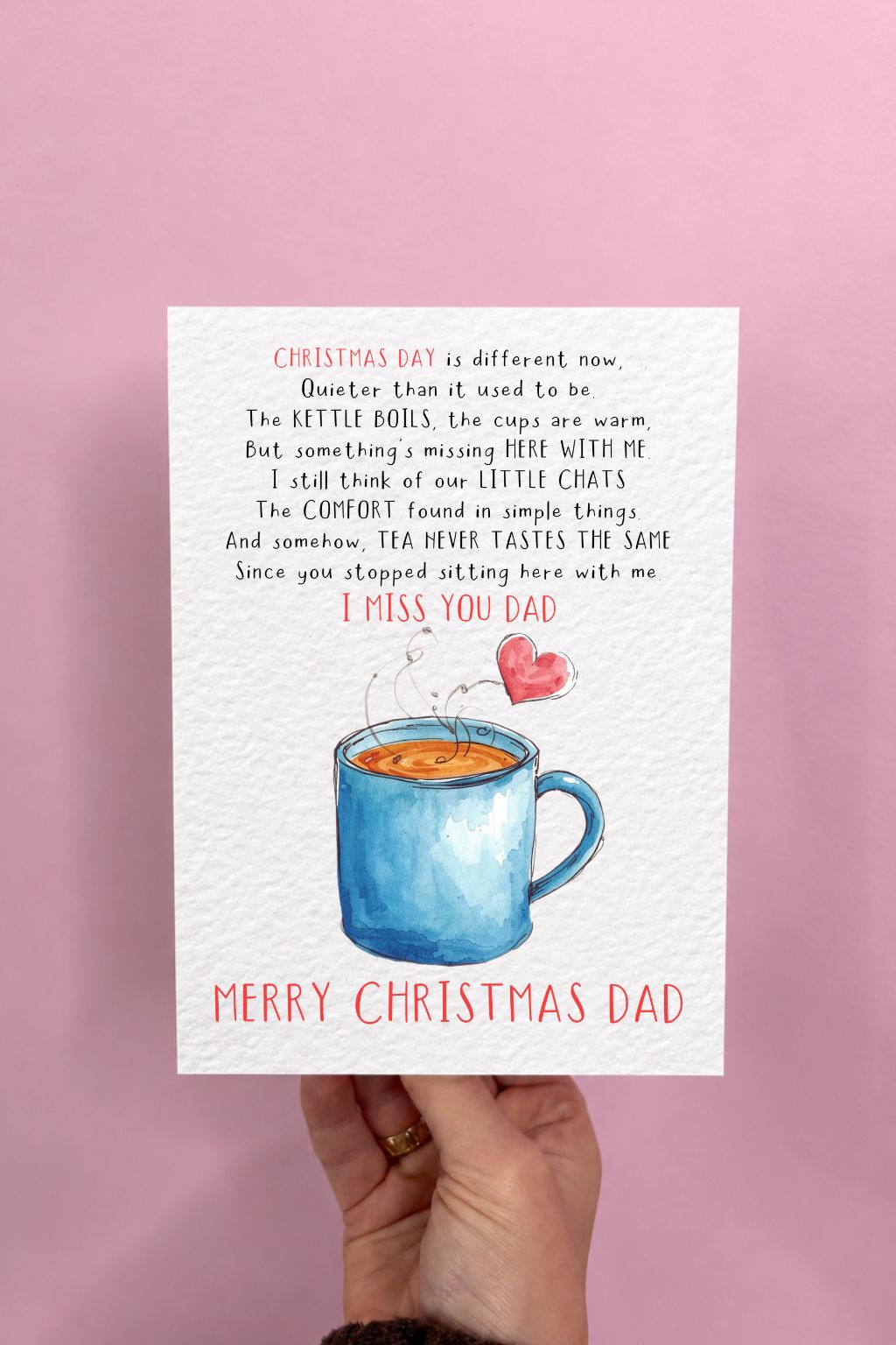 Grief Christmas Card for Dad, Memorial Dad Card, Sympathy Card for Loss of Father, Tea Cup Remembrance Card