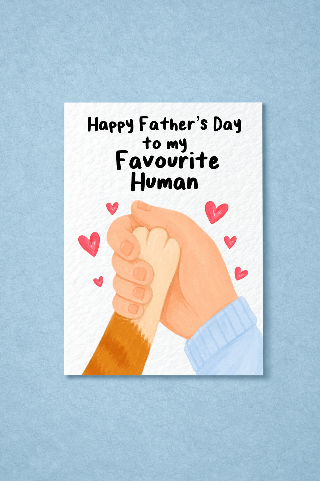 Father's Day Card From The Cat, Favourite Human, Pet Birthday Greeting Card, Paw Print