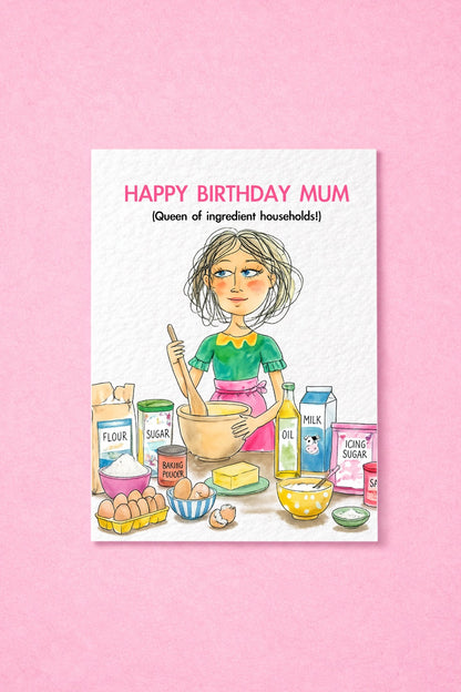 Funny Birthday Card For Mum, Ingredients Household Joke Greeting Gift