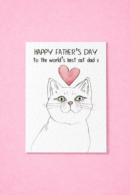 Funny Cat Dad Father’s Day Card, Cute Cat Dad Card, Pet Lover Father’s Day, From the Cat, Minimalist Illustrated Card