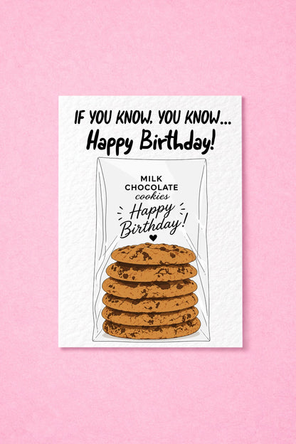 Have A Sweet Birthday Card Chocolate Chip Cookie, Funny Food Lover Greeting Card