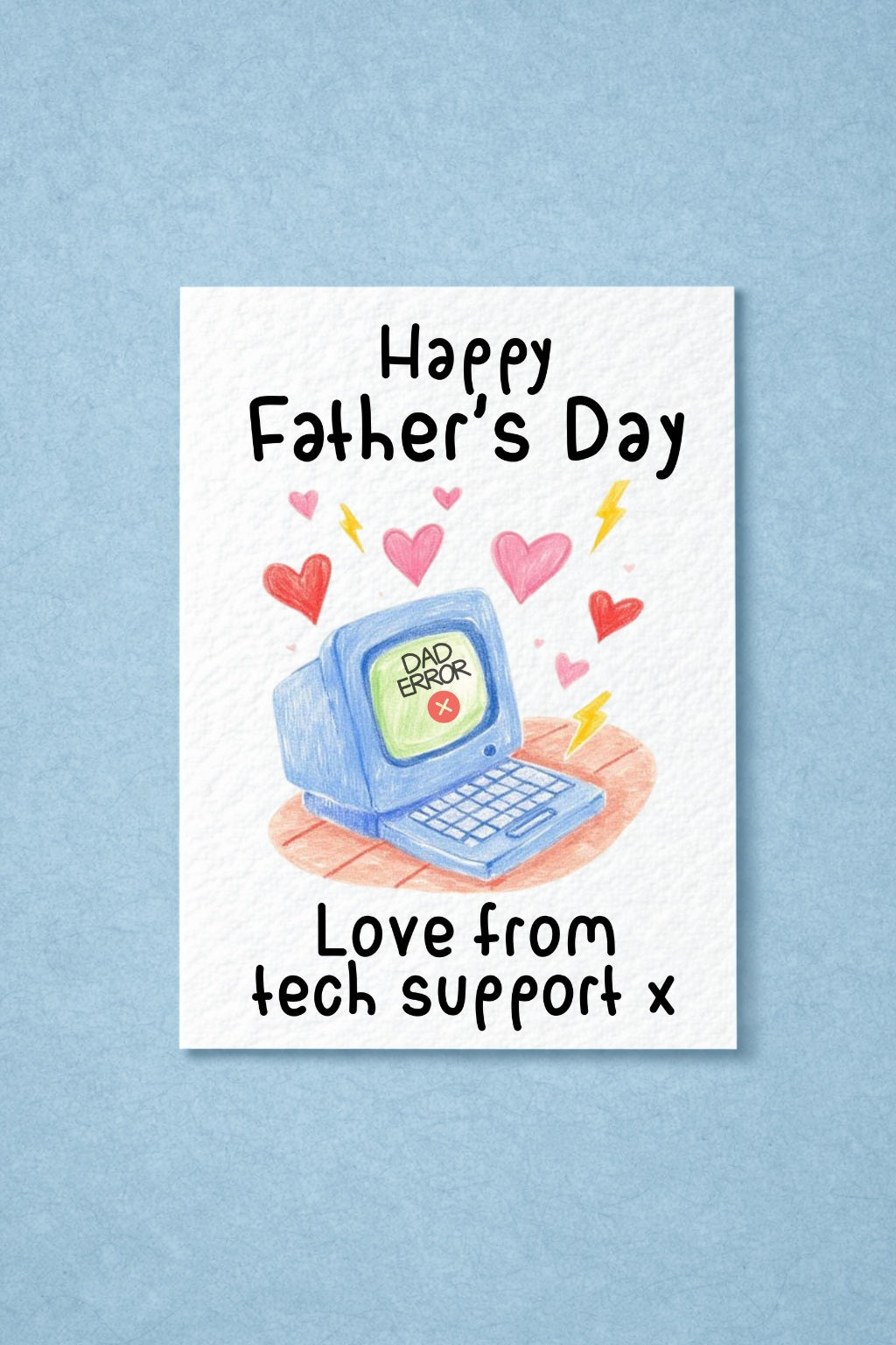 Tech Support, Fathers Day Greeting Card, Laptop, Computer Wizard, Funny Tech Dad Gift