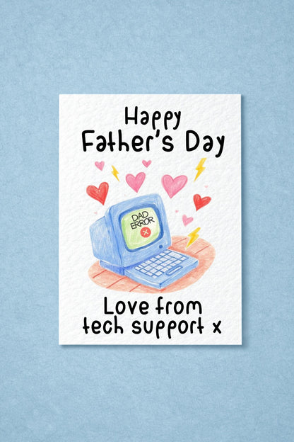Tech Support, Fathers Day Greeting Card, Laptop, Computer Wizard, Funny Tech Dad Gift