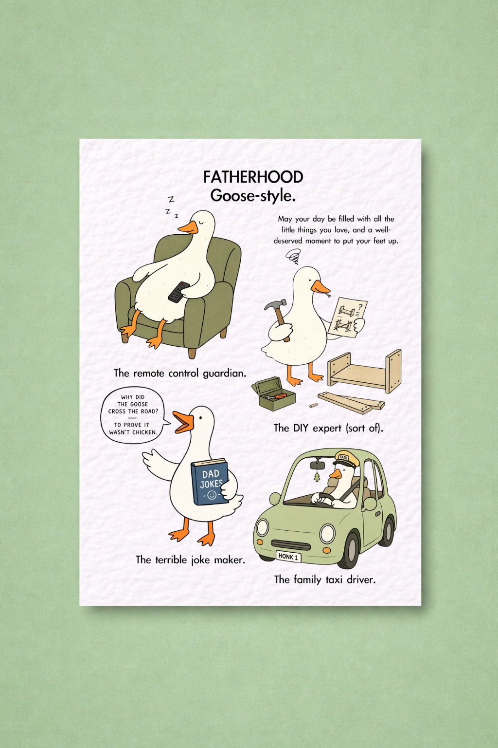 Funny Goose Father’s Day Card – Cute Dad Card from Daughter or Son – Humorous “Goose-style Fatherhood” Greeting Card