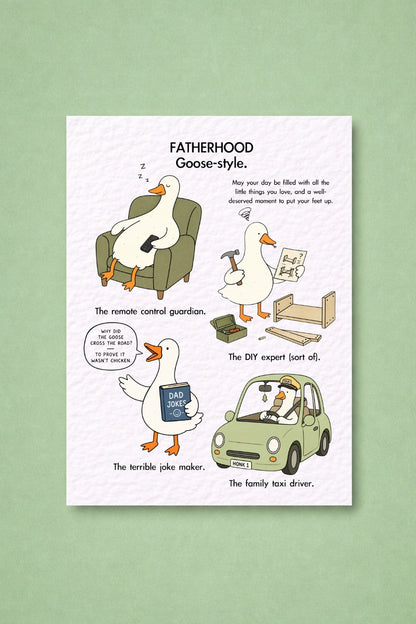 Funny Goose Father’s Day Card – Cute Dad Card from Daughter or Son – Humorous “Goose-style Fatherhood” Greeting Card