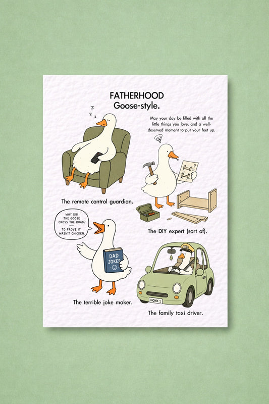 Funny Goose Father’s Day Card – Cute Dad Card from Daughter or Son – Humorous “Goose-style Fatherhood” Greeting Card