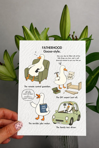 Funny Goose Father’s Day Card – Cute Dad Card from Daughter or Son – Humorous “Goose-style Fatherhood” Greeting Card