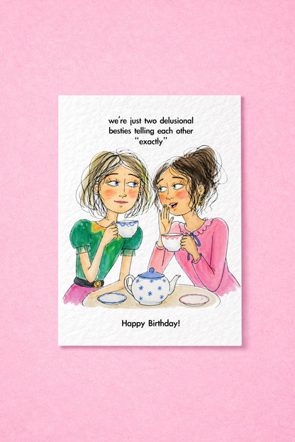 Funny Birthday Card For Friend, Relatable Bestie Whimsical Drawing Illustration Greeting, Gift
