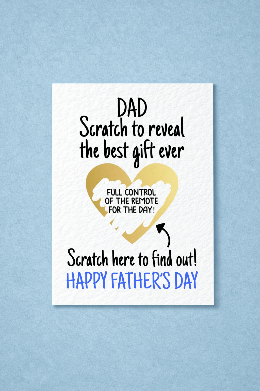 Father's Day Surprise Greeting Card, Gift Reveal, Funny Greeting Card, Surprise Gift, Gold Heart, Remote Control TV