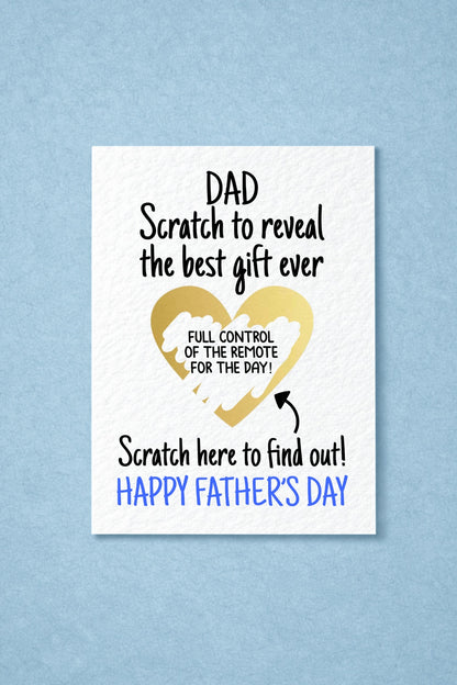 Father's Day Surprise Greeting Card, Gift Reveal, Funny Greeting Card, Surprise Gift, Gold Heart, Remote Control TV