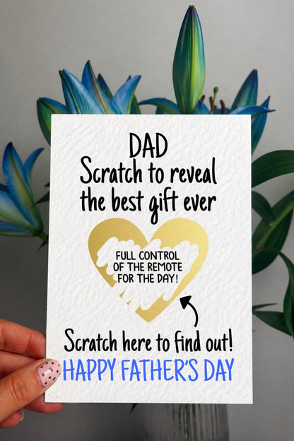 Father's Day Surprise Greeting Card, Gift Reveal, Funny Greeting Card, Surprise Gift, Gold Heart, Remote Control TV