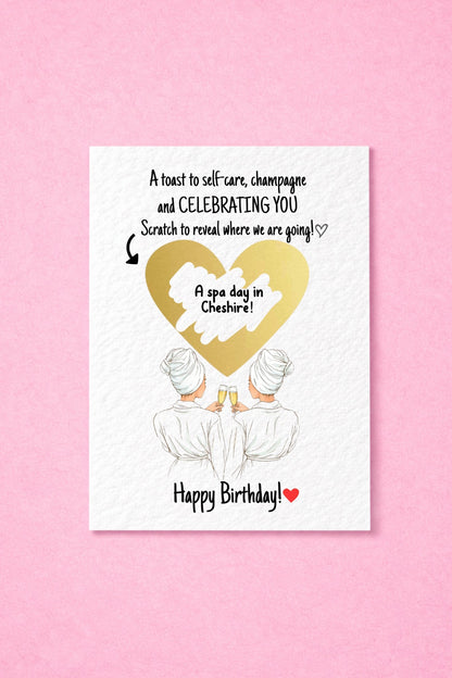 Bestie Spa Scratch To Reveal Birthday Card: Self-Care Wellness Greeting Card