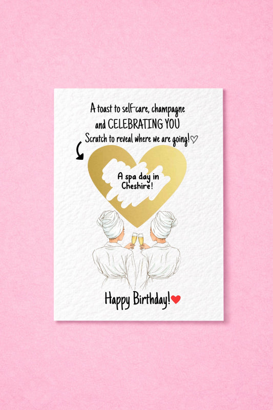 Bestie Spa Scratch To Reveal Birthday Card: Self-Care Wellness Greeting Card