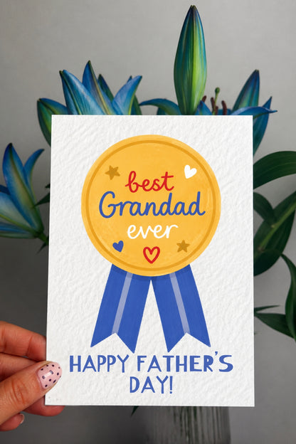 Best Grandad Ever Father’s Day Card, Cute Gold Medal Design for Grandpa, Funny & Thoughtful Fathers Day Card