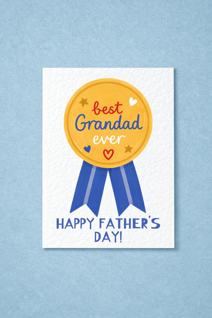 Best Grandad Ever Father’s Day Card, Cute Gold Medal Design for Grandpa, Funny & Thoughtful Fathers Day Card
