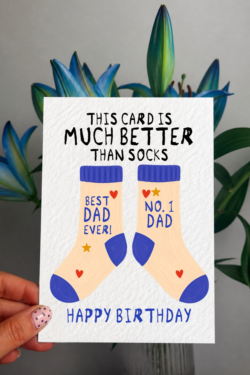 Funny Birthday Card for Dad, “This Card Is Much Better Than Socks”, Cute Dad Socks Card, Humorous Daddy Card from Kids or Wife