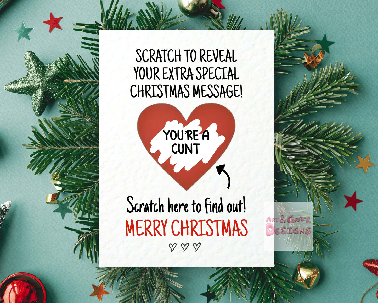 Funny Christmas Surprise Scratch Card, Cheeky Gift Reveal Greeting Card, Rude Christmas Gift For BoyFriend, Brother, Sibling, Partner