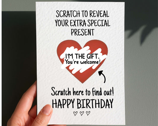 Funny Birthday Surprise Scratch Card, Cheeky Gift Reveal Greeting Card, I'm The Gift,Rude Birthday Gift For BoyFriend, Brother Partner