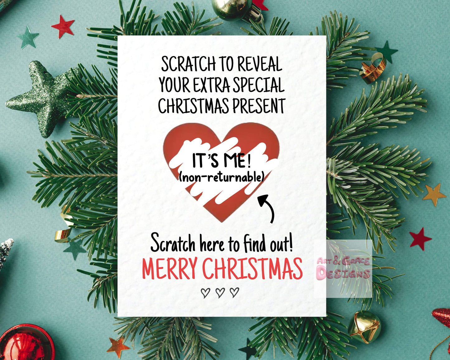 Funny Christmas Surprise Scratch Card, Cheeky Gift Reveal Greeting Card, I'm The Gift, Rude Christmas Gift For BoyFriend, Brother Partner
