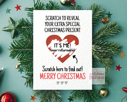 Funny Christmas Surprise Scratch Card, Cheeky Gift Reveal Greeting Card, I'm The Gift, Rude Christmas Gift For BoyFriend, Brother Partner