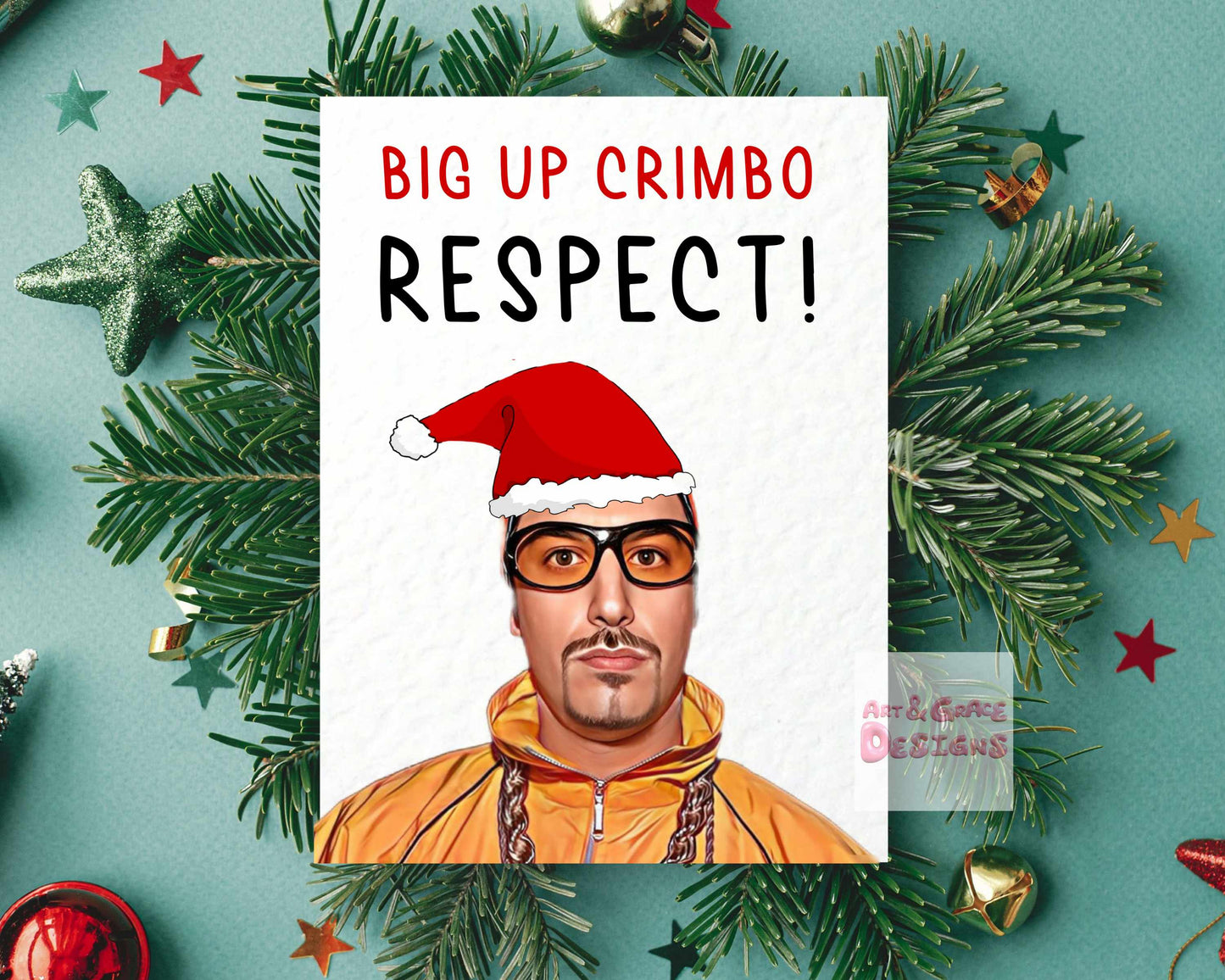 Funny Christmas Card: Funny Big Up Crimbo Festive Greeting Card