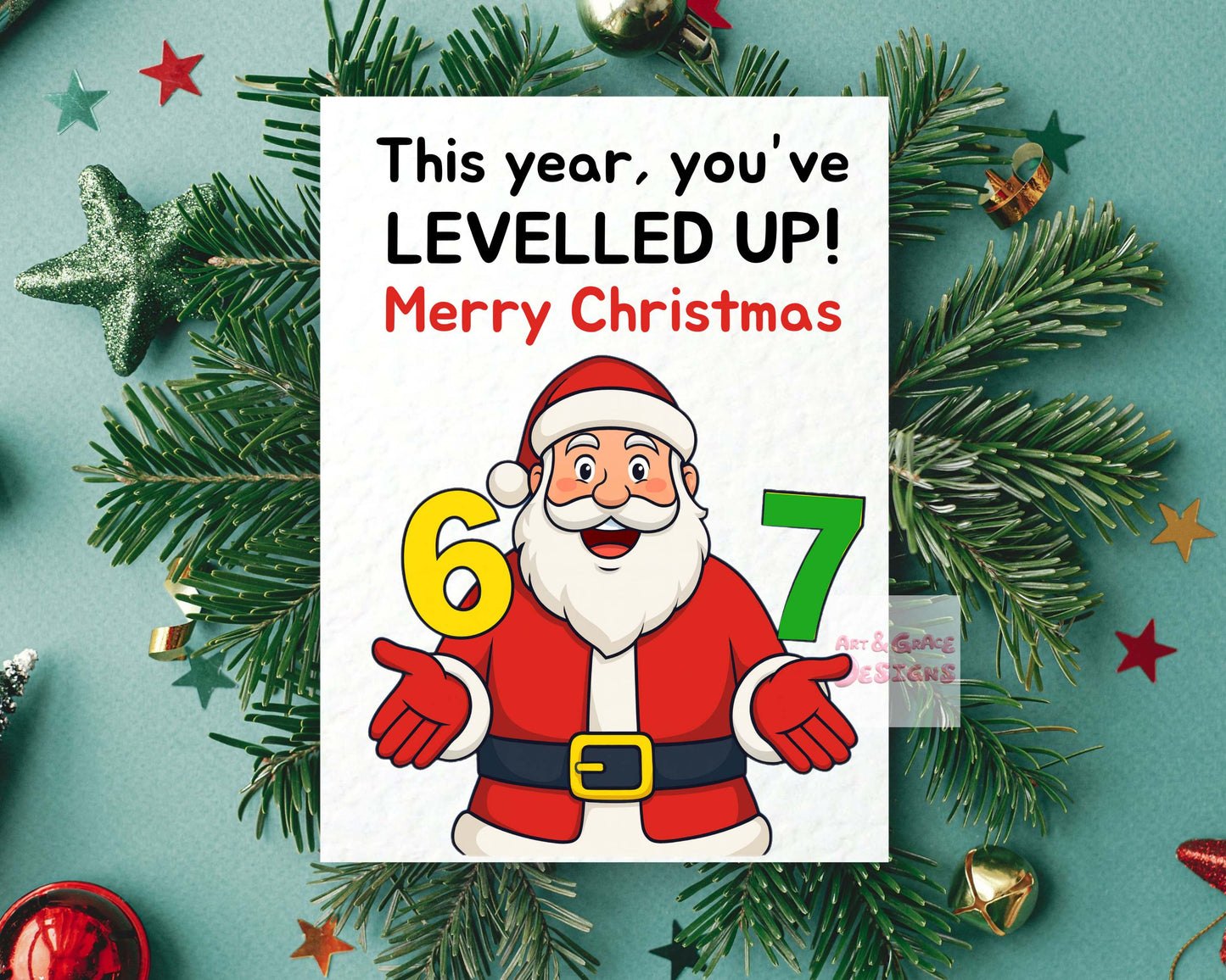 Funny 6-7 Christmas Greeting Card - Christmas Card  For Friend, Child, Funny Christmas Card