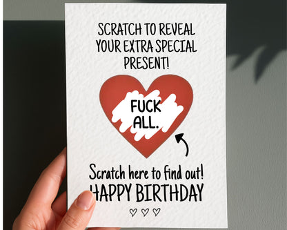 Funny F ALL Birthday Surprise Scratch Greeting Card, Cheeky Gift Reveal, Rude Gift For BoyFriend, Partner, Friend, Sibling