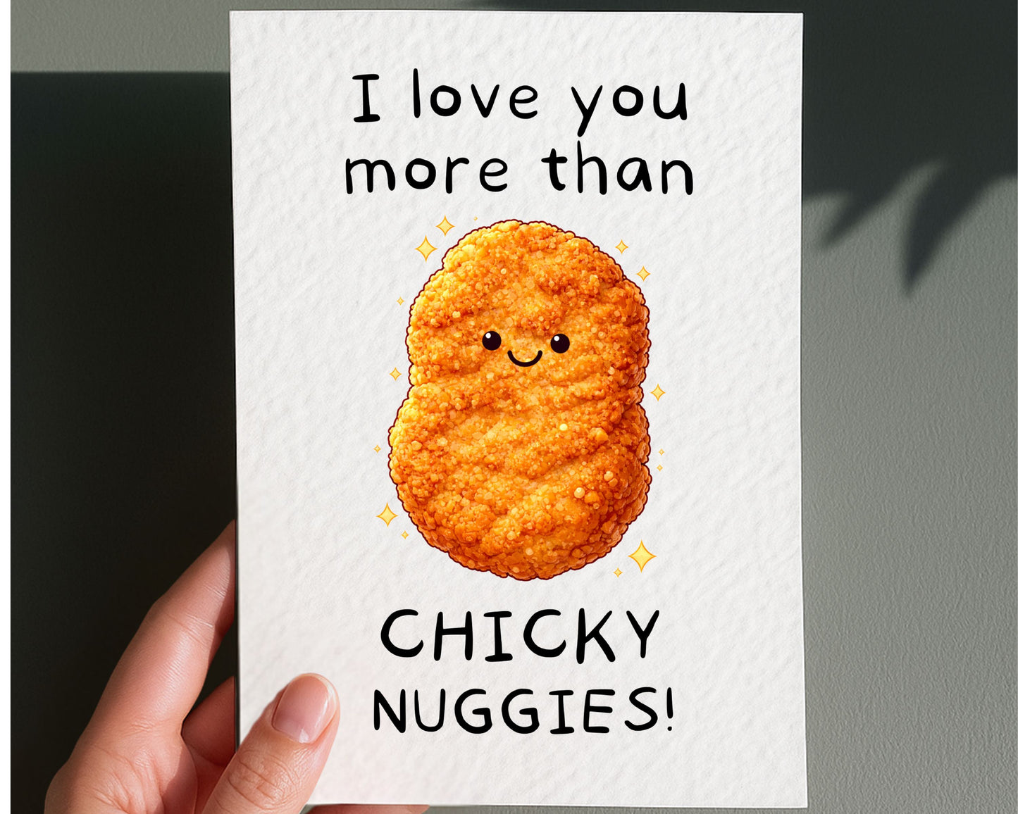 Chicken Nugget Card -Nugget Lover Card - Birthday Card For Best Friends - Valentine's Gift, Love You More Than Chicky Nuggies