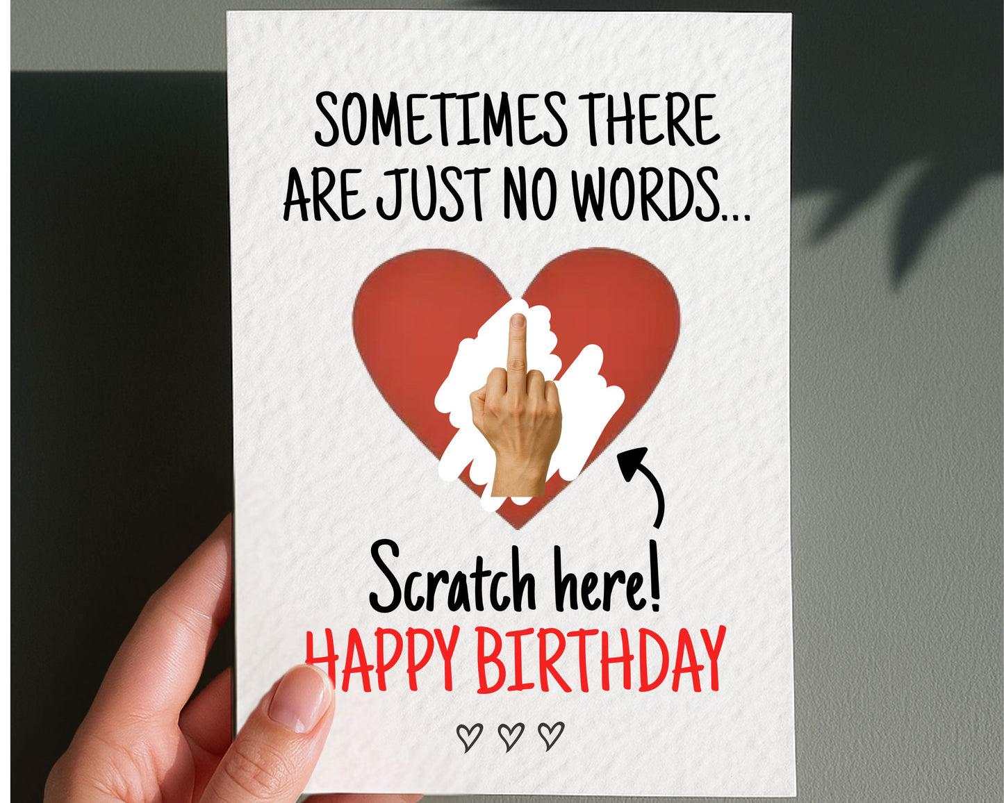 Funny Middle Finger Birthday Surprise Scratch Greeting Card, Cheeky Gift Reveal, Rude Gift, Sometimes There Are Just No Words