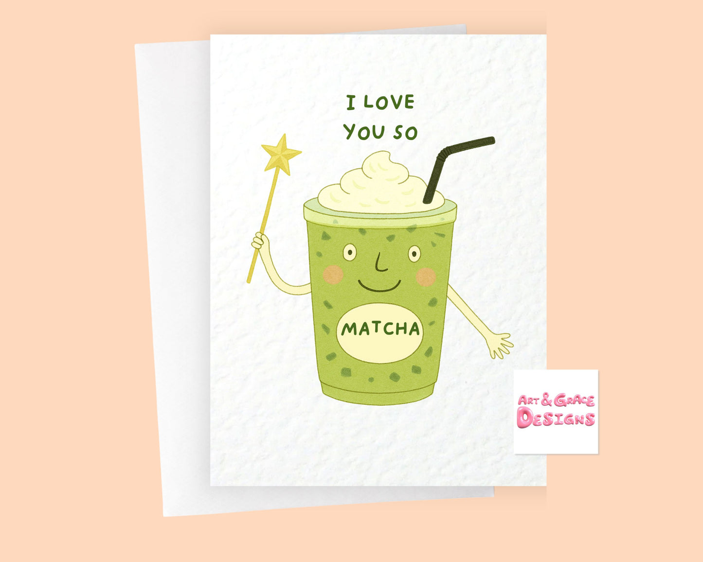 Matcha Birthday Card, I Love You So Matcha, Funny Pun Birthday Card for Tea Lovers, Cute Matcha Greeting Card, Birthday Card for Him Her