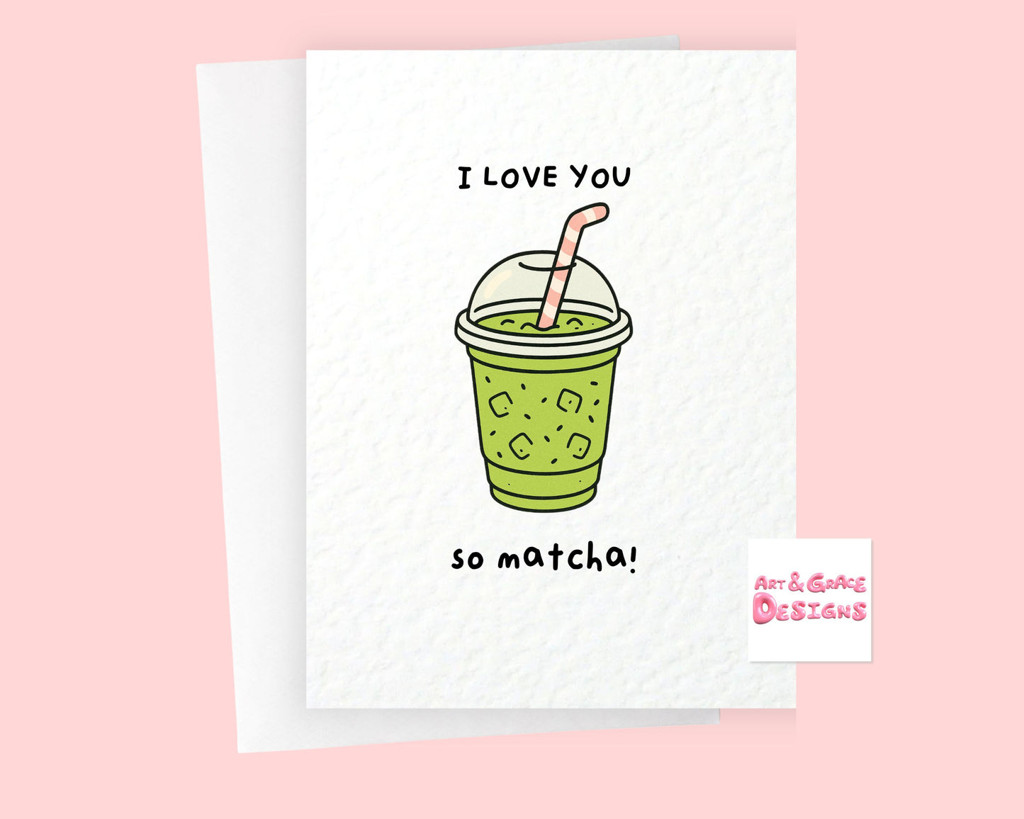 Matcha Birthday Card, I Love You So Matcha, Funny Pun Birthday Card for Tea Lovers, Cute Matcha Greeting Card, Birthday Card for Him Her (Copy)