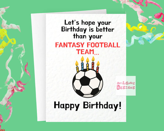 Fantasy Football Card, FPL Birthday Card - Card For Dad- Brother - Boyfriend - Friend