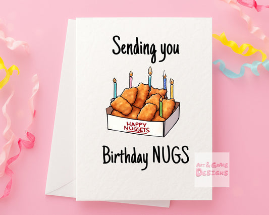 Chicken Nugget Card -Nugget Lover Card - Birthday Card For Best Friends - Sending You Birthday Nugs