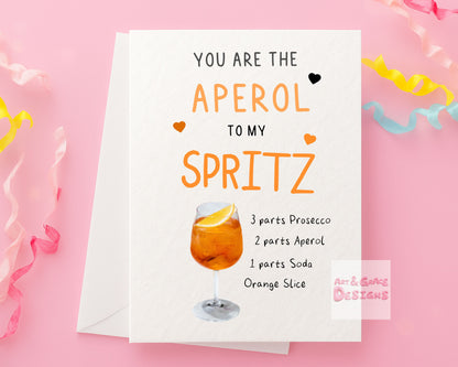 Birthday Card For Friend - Aperol Spritz -  Kind Greeting Card - Best Friend Card - Cocktails - Sparkle - Card For Loved One