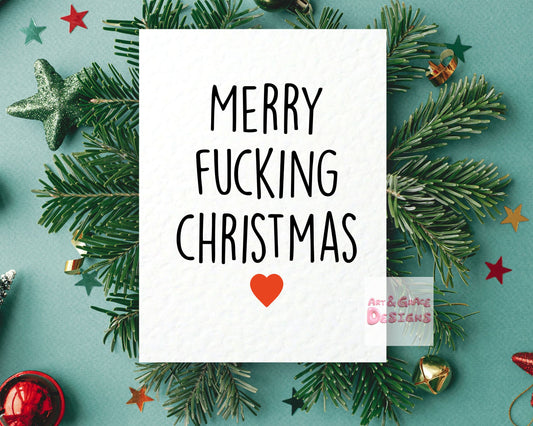 Rude Merry Christmas Card-  Greeting Card For Friend- Boyfriend- Girlfriend