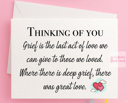 Bereavement Card - Death Anniversary - Grieving - Birthday In Heaven - Sympathy - Thinking Of You - Loved One's Passing