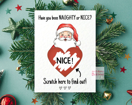 Christmas Surprise Scratch Card, Santa Reveal, Surprise Greeting Card, Holiday, Birthday Gift For Partner, Loved One, Naughty or Nice?