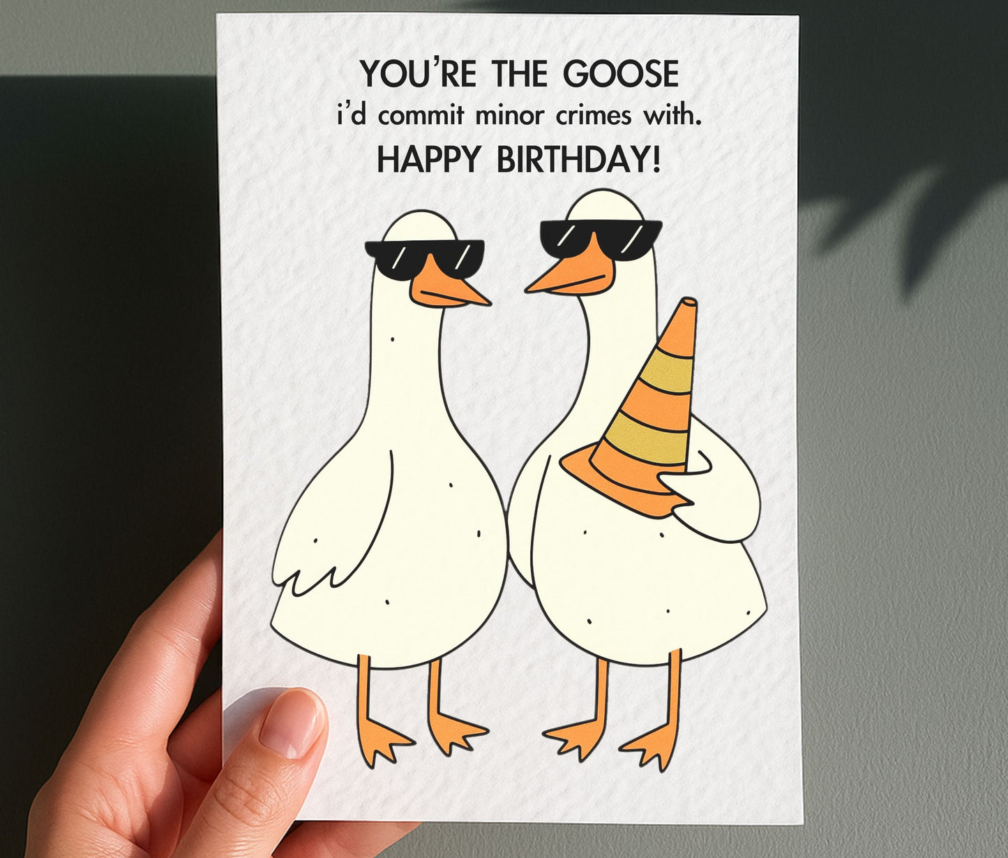 Funny Goose Birthday Card: Naughty Goose Duo, Geese Criminal Greeting Card For Best Friend, Sibling
