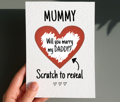 Will You Marry My Daddy Scratch To Reveal Surprise For Mum Proposal Card - Engagement Card