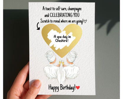 Bestie Spa Scratch To Reveal Birthday Card: Self-Care Wellness Greeting Card