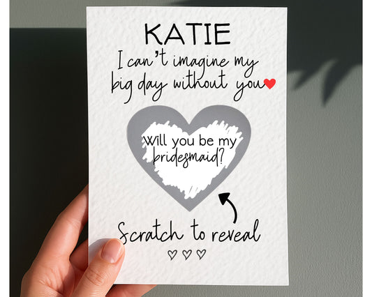 Will You Be My Bridesmaid Scratch Off Card Wedding Card, Maid Of Honour Scratch Surprise Reveal Luxury, Can't Imagine My Big Day Without You
