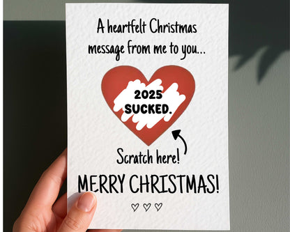Funny Christmas Surprise Scratch Card, Gift Reveal, Surprise Greeting Card,Christmas Card, Surprise Trip, Holiday, 2025 Sucked