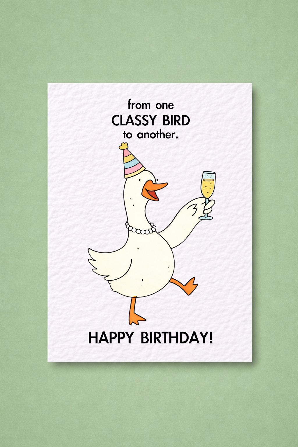 Cute Goose Birthday Card, From One Classy Bird To Another Card For Partner, Girlfriend, Boyfriend