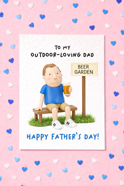 Father's Day Funny Card: Beer Garden Humorous Greeting Card, Outdoor Joke Gift