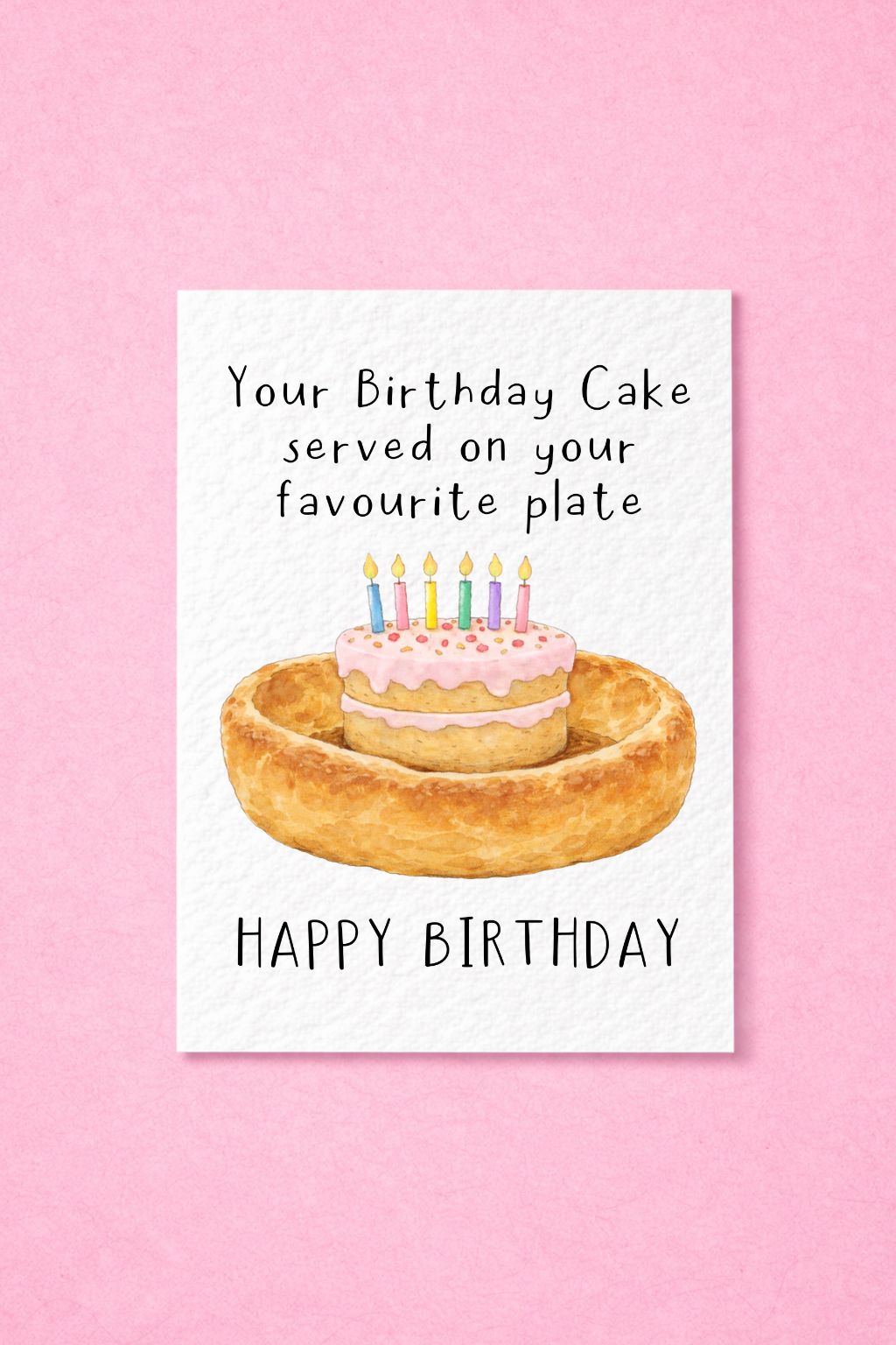 Giant Yorkshire Pudding Birthday Cake Greeting Card For Best Friend, Sibling, Relative, Favourite Plate